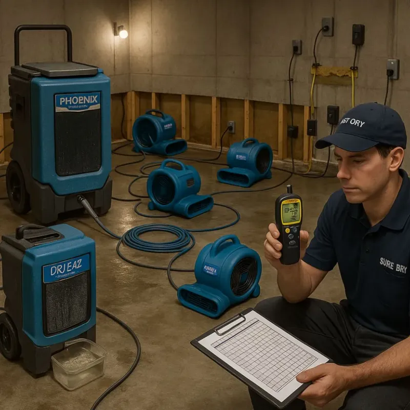 Structural Drying and Dehumidification process in Jerome, IL